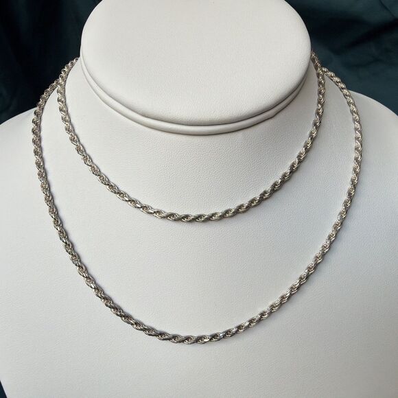 Vintage 925 Sterling Silver Rope Necklace 30" 2.5mm 21g Lobster Closure Italy - Picture 2 of 10